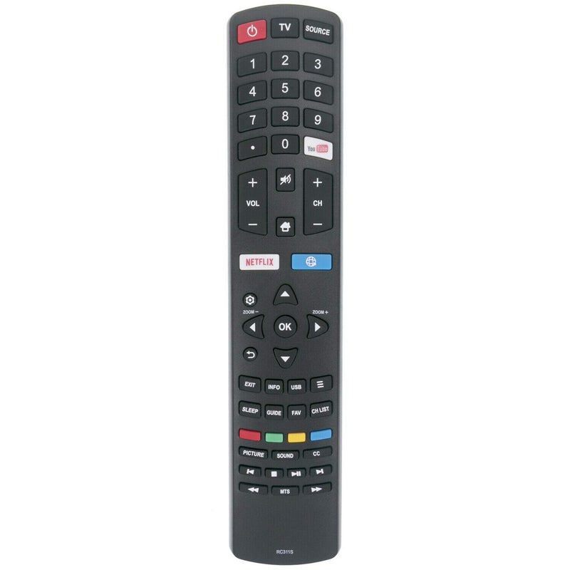 PERFASCIN RC311S-06-531W52-TY01X Replaced Remote Control fit for Zonda TV 43D1680 DI49X6500/49D1800 49S6600 DO-1609681/55D1600 55D1680 55S6600 60D1800 L49S6600 - Image 1